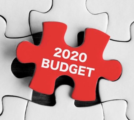 A jigsaw piece with the words "2020 Budget" in front of blank jigsaw pieces